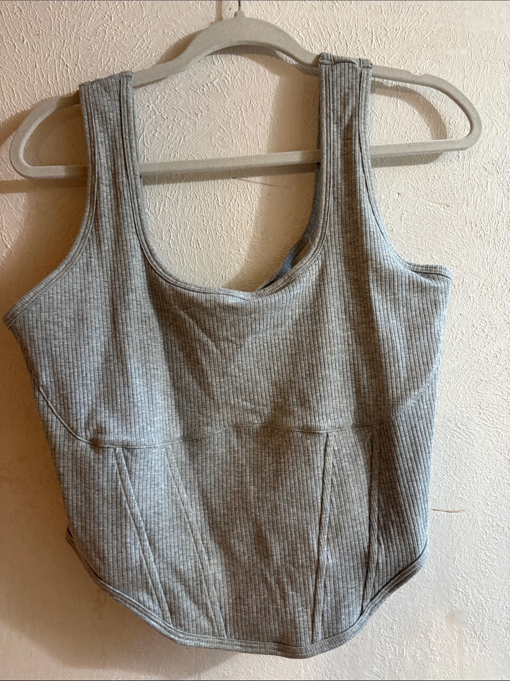 PINK Victoria's Secret Light Gray Ribbed Scoop Tank